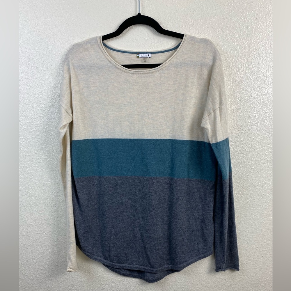 Smartwool Cream, Teal, and Gray Crew Neck Sweater